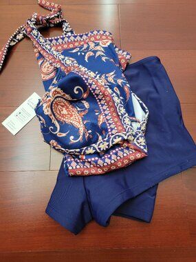 Cupshe Paisley Print Tankini Top & Short Bottoms Set - Size Medium NWT